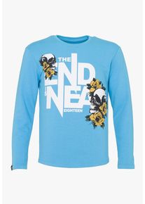 PLUS EIGHTEEN, Herren Sweatshirt, T&uuml;rkis / Offwhite