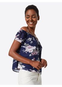 Sublevel, Damen Bluse, Blau / Rosa / Weiß