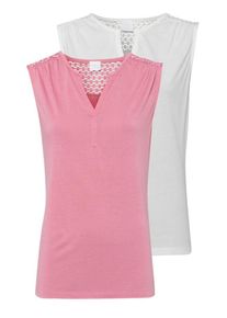 Lascana, Damen Top, Rosé / Weiß