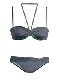 Lascana, Damen B&uuml;gel-Bandeau-Tankini mit 5 Tragevarianten, Anthrazit