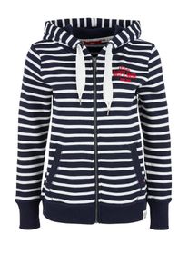s.Oliver RED LABEL, Damen Sweatjacke, Dunkelblau / Weiß