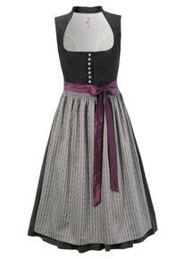HOHENSTAUFEN, Damen H.Moser Dirndl midi mit schimmernder Sch&uuml;rze, Grau / Anthrazit / Lila