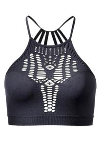 Bench, Damen Bralette-BH ohne B&uuml;gel im Crop-Top Design, Schwarz