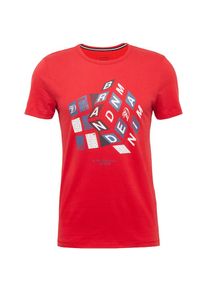Tom Tailor Denim, Herren T-Shirt, Himmelblau / Rot / Weiß