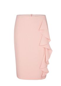 s.Oliver BLACK LABEL, Damen Bleistiftrock mit Volant, Altrosa