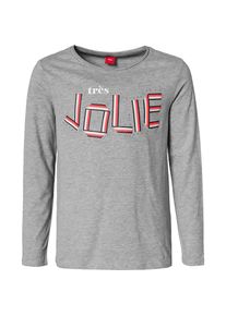 s.Oliver Junior, M&auml;dchen Longsleeve, Graumeliert / Rot / Wei&szlig;