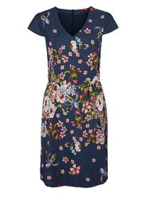 s.Oliver RED LABEL, Damen Gebl&uuml;mtes Cr&ecirc;pekleid, Navy / Oliv / Rosa / Offwhite