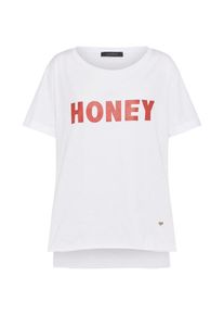 PLEASE, Damen Oversize Shirt, Neonrot / Offwhite