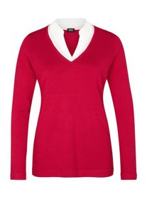 s.Oliver BLACK LABEL, Damen Pullover, Cranberry / Wei&szlig;