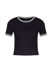 Urban Classics, Damen Shirt 'Ladies Short Multicolor Rib Tee', Schwarz