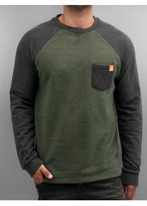 Just Rhyse, Herren Pullover 'Raglan', Graumeliert / Grünmeliert