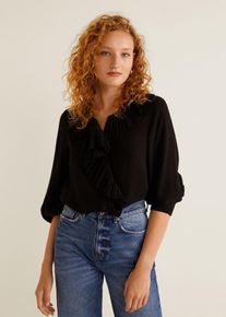Mango, Damen Bluse 'Plis2', Schwarz