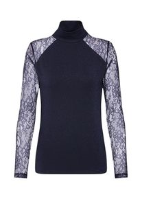 Only, Damen Shirts 'CINDERELLA LS LACE HIGHNECK TOP JRS', Nachtblau