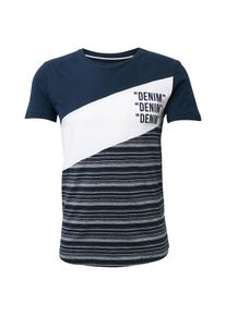 Tom Tailor Denim, Herren T-Shirt, Nachtblau / Weiß