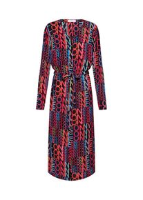 Only, Damen Kleider 'onlNEON CALF L/S DRESS WVN', Blau / Rot / Schwarz
