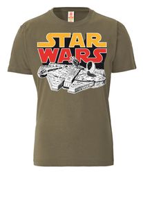 logoshirt, Herren T-Shirt 'Millenium Falcon', Gelb / Oliv / Rot / Weiß