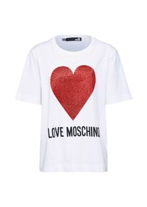 Love Moschino, Damen Shirt 'MAGLIETTA M/C ST.CUORE', Rot / Wei&szlig;