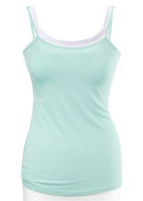 Aniston, Damen Spaghettitop (2er-Pack), Mint / Wei&szlig;