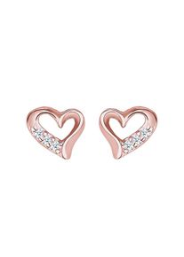 Diamore, Damen Ohrringe 'Herz', Rosegold / Transparent