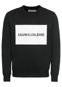 Calvin Klein Jeans, Herren Sweatshirt 'INSTITUTIONAL BOX LOGO SWEATSHIRT', Schwarz / Wei&szlig;