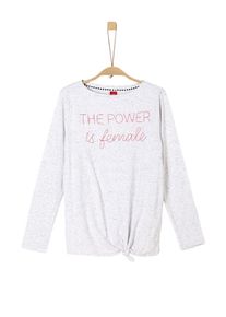 s.Oliver Junior, M&auml;dchen Longsleeve, Grau / Rot / Wei&szlig;meliert