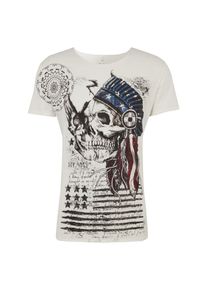 Key Largo, Herren T-Shirt 'MT INDIAN SKULL round', Mischfarben / Weiß