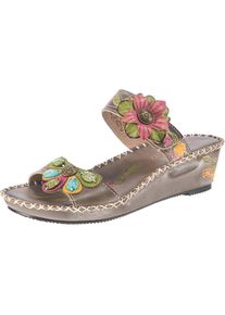 Laura Vita, Damen Pantoletten 'Betsy 63', Gelb / Taupe / Hellgr&uuml;n / Pitaya