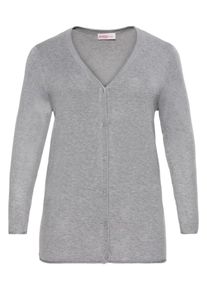 sheego Casual, Damen Cardigan, Graumeliert