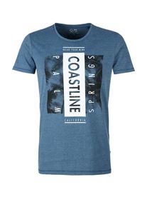 Q/S Designed By, Herren T-Shirt, Himmelblau / Schwarz / Weiß