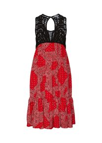 True Religion, Damen Kleid 'BANDANA DRESS', Rot / Schwarz