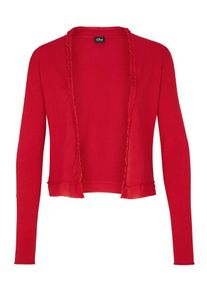 s.Oliver BLACK LABEL, Damen Cardigan mit R&uuml;schen-Detail, Rot