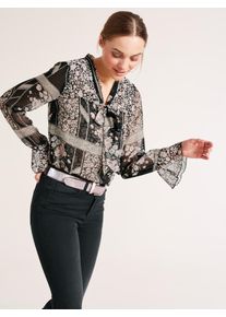 Heine, Damen Druckbluse, Anthrazit / Rosé