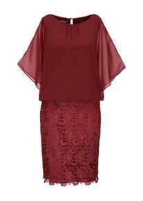 Apart, Damen Kleid aus Chiffon und Spitze, Rotviolett