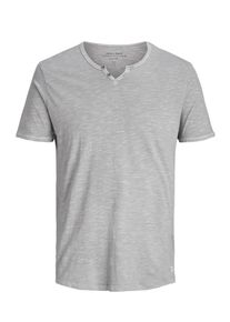 Jack & Jones JACK & JONES, Herren Split-Neck T-Shirt, Graumeliert