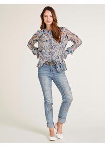Heine, Damen Druckbluse, Hellblau / Mischfarben