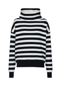 Tom Tailor Denim, Damen Pullover 'striped turtle neck pullover', Schwarz / Wei&szlig;