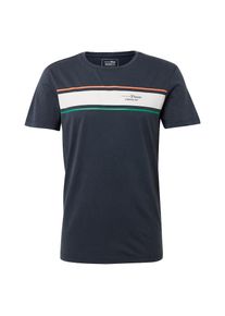 Tom Tailor Denim, Herren T-Shirt, Nachtblau / Grün / Apricot / Weiß
