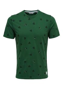 Only & Sons Only & Sons, Herren T-Shirt, Dunkelgrün / Schwarz