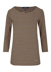 Daniel Hechter, Damen Shirt mit Rundhalsausschnitt, Hellbraun / Schwarz