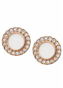 Fossil, Damen Paar Ohrstecker 'CLASSICS, JF02659791', Rosegold / Weiß