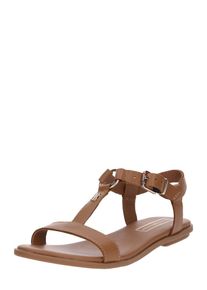 Tommy Hilfiger, Damen Sandale 'ELEVATED LEATHER FLAT SANDAL', Cognac