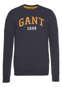 Gant, Herren Sweatshirt 'Graphic C-Neck Sweat', Nachtblau / Gelb