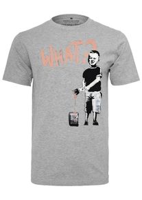 Mister Tee, Herren T-Shirt 'Banksy What Boy', Graumeliert / Pastellpink / Schwarz