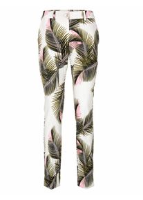 Heine, Damen Druckhose mit Blätter-Dessign, Khaki / Weiß