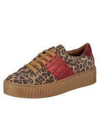 Heine, Damen Sneaker, Hellbraun / Rubinrot