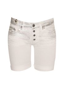 COCCARA, Damen Shorts 'Curly', Silber / Wei&szlig;