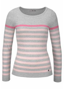 AJC, Damen Streifenpullover, Grau / Rosa