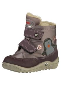 Pepino, Mädchen Winterstiefel 'Blinkies Pingu', Rauchgrau / Aubergine