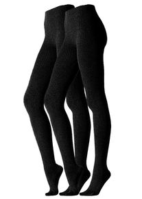 Lavana, Damen Rippenstrumpfhose (2 Stck.), Schwarz