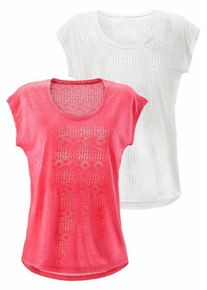 Lascana, Damen T-Shirts, Pink / Weiß